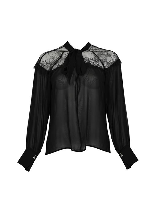 Blusa fluida in georgette e pizzo con fiocco Patrizia Pepe | 8C0859 A692K103